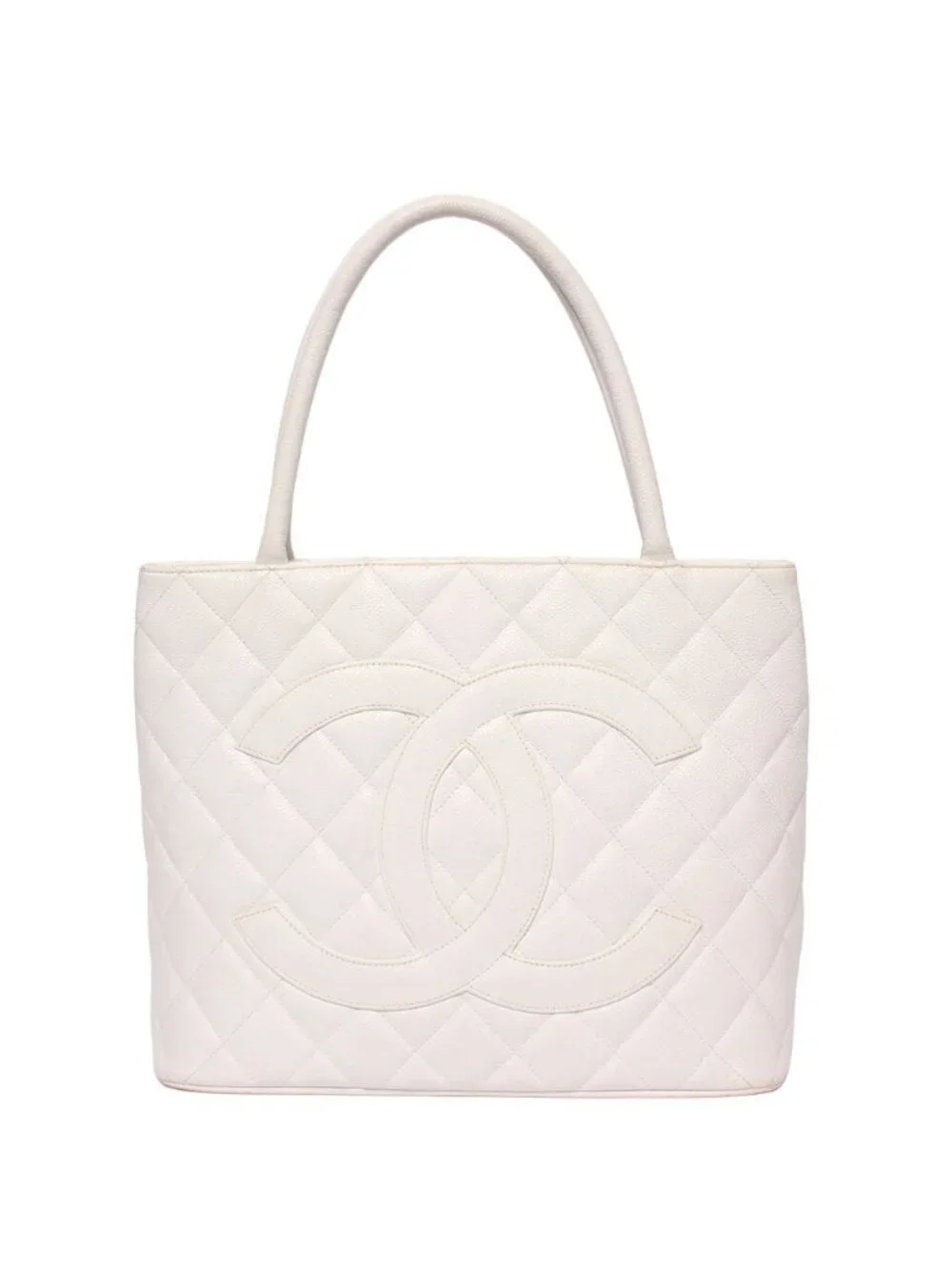 Chanel Tote Shoulder Bag Silver Stand Quilted
